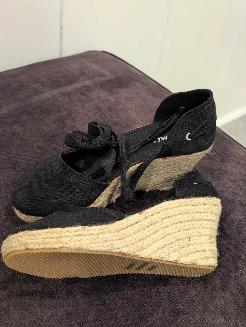 Black Espadrille Wedge Tie-Up Sandals - Classic Women's Summer Shoe